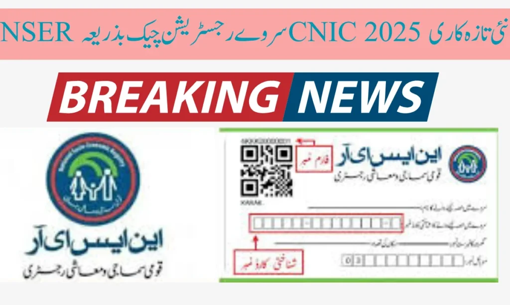 NSER سروے رجسٹریشن چیک بذریعہ CNIC 2025 نئی تازہ کاری